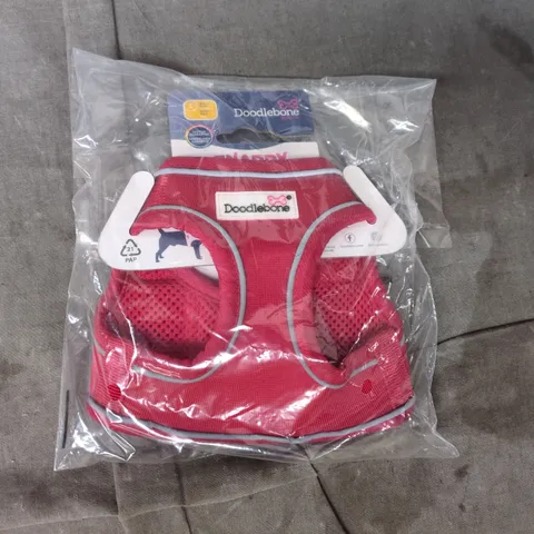 DOODLEBONE SNAPPY SIMPLE STEP-IN HARNESS FOR DOGS IN RED BREAST SIZE 31-35CM