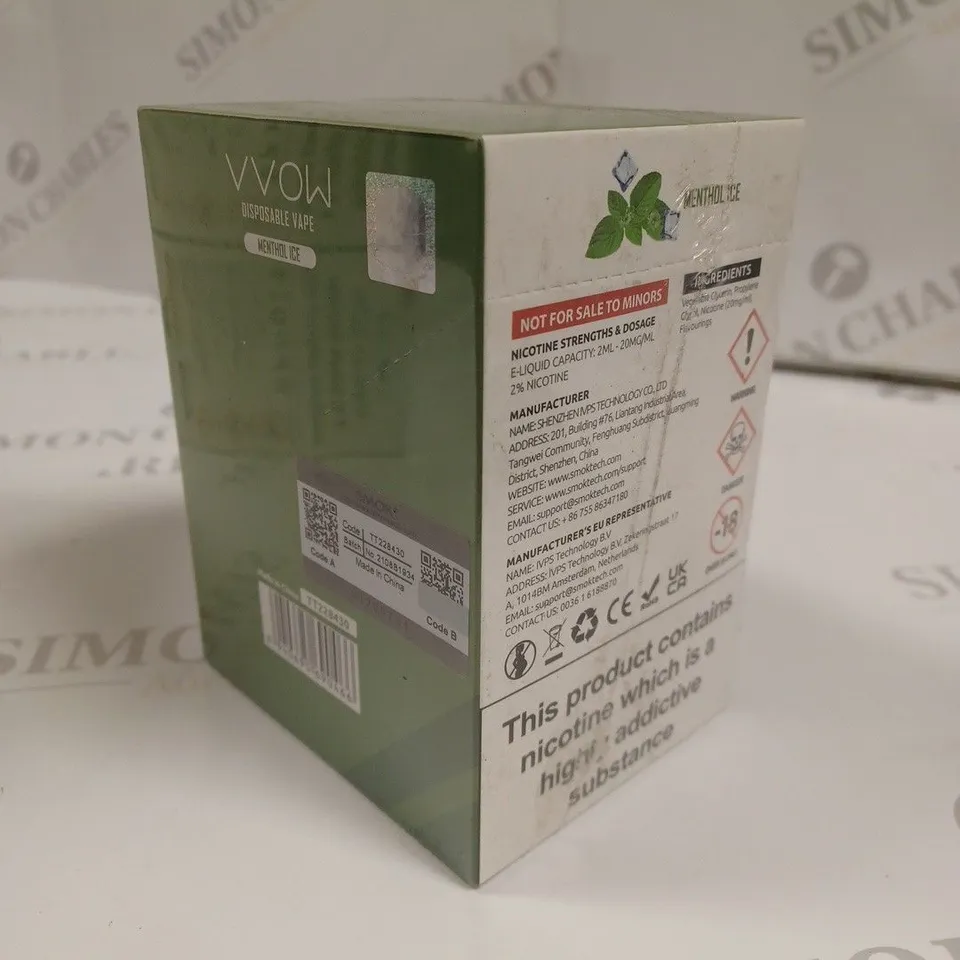 SEALED SMOK VVOW 10-PACK OF DISPOSABLE VAPES - MENTHOL ICE