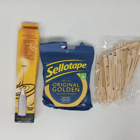 APPROXIMATELY 8 ASSORTED HOUSEHOLD ITEMS TO INCLUDE SELLOTAPE, ETC