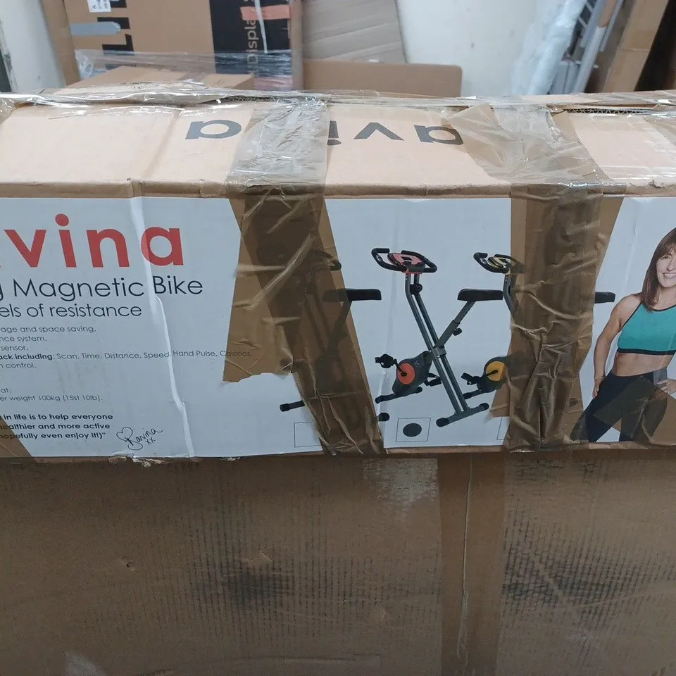 DAVINA FITNESS FOLDING MAGNETIC EXERCISE BIKE - CORAL - COLLECTION ONLY