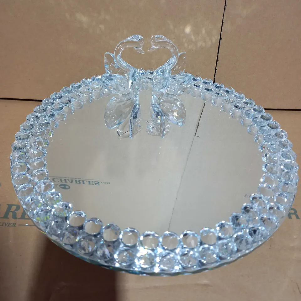 JM BY JULIEN MACDONALD CRYSTAL SWANS MIRRORED DISPLAY STAND 