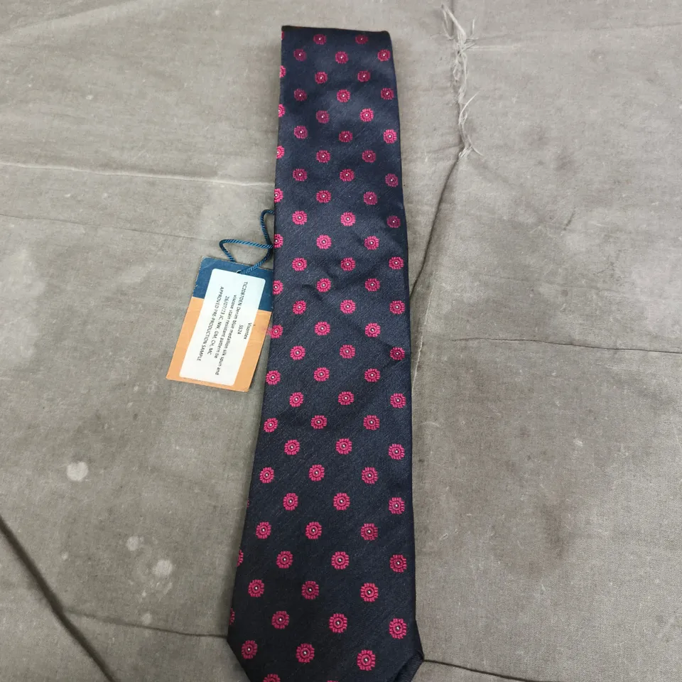CHARLES TYRWHITT NAVY TIE WITH PINK DOT PATTERN