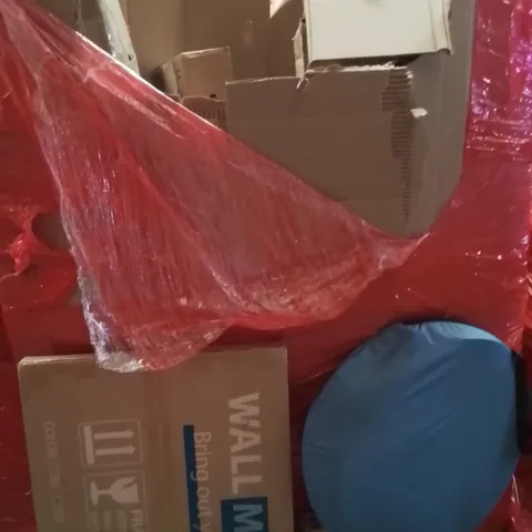 PALLET OF ASSORTED HOUSEHOLD GOODS AND PRODUCTS TO INCLUDE;POPUP TENT,WALL MIRROR,ELECTRIC BOX