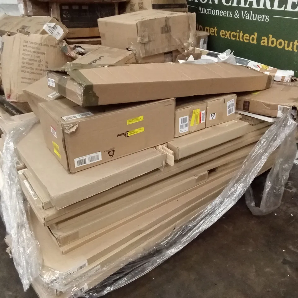 PALLET OF ASSORTED INCOMPLETE DESIGNER FURNITURE AND FURNITURE PARTS