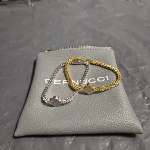 BOXED CERNUCCI TENNIS BRACELETS IN GOLD AND SILVER 