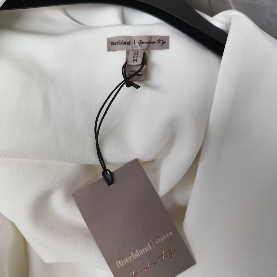 RIVER ISLAND WHITE WOMEN'S BLAZER WITH CRYSTAL BUTTONS – UK SIZE M