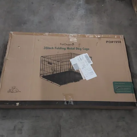 BOXED FURDREAMS 36" FOLDING METAL DOG CAGE