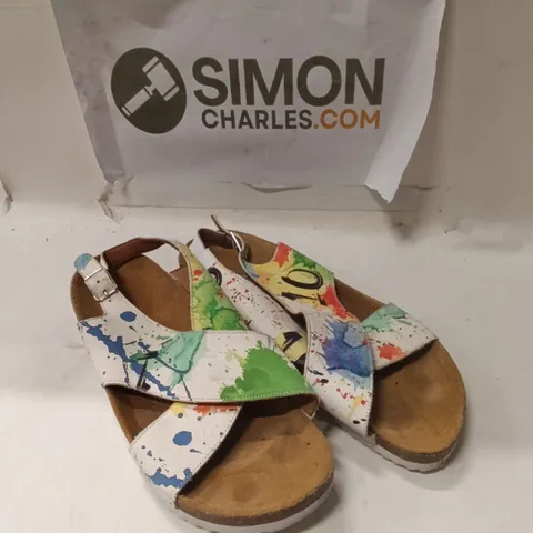 SIMON CHARLES SANDALS – PAINT-SPLATTER DESIGN (WOMEN’S FOOTWEAR) SIZE EU40