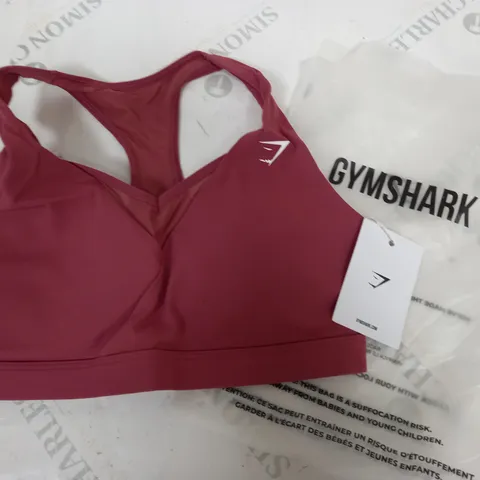 GYMSHARK CROSSOVER SPORTS BRA IN SOFT BERRY - S LIHT SUPPORT