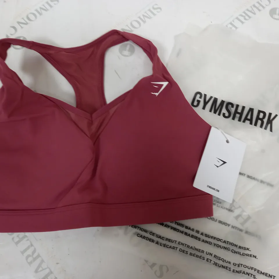 GYMSHARK CROSSOVER SPORTS BRA IN SOFT BERRY - S  LIHT SUPPORT