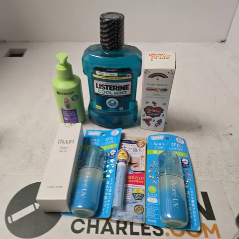 APPROXIMATELY 15 ASSORTED HEALTH & BEAUTY PRODUCTS TO INCLUDE MOUTHWASH, HAIR OIL, AIR DRY CREAM ETC