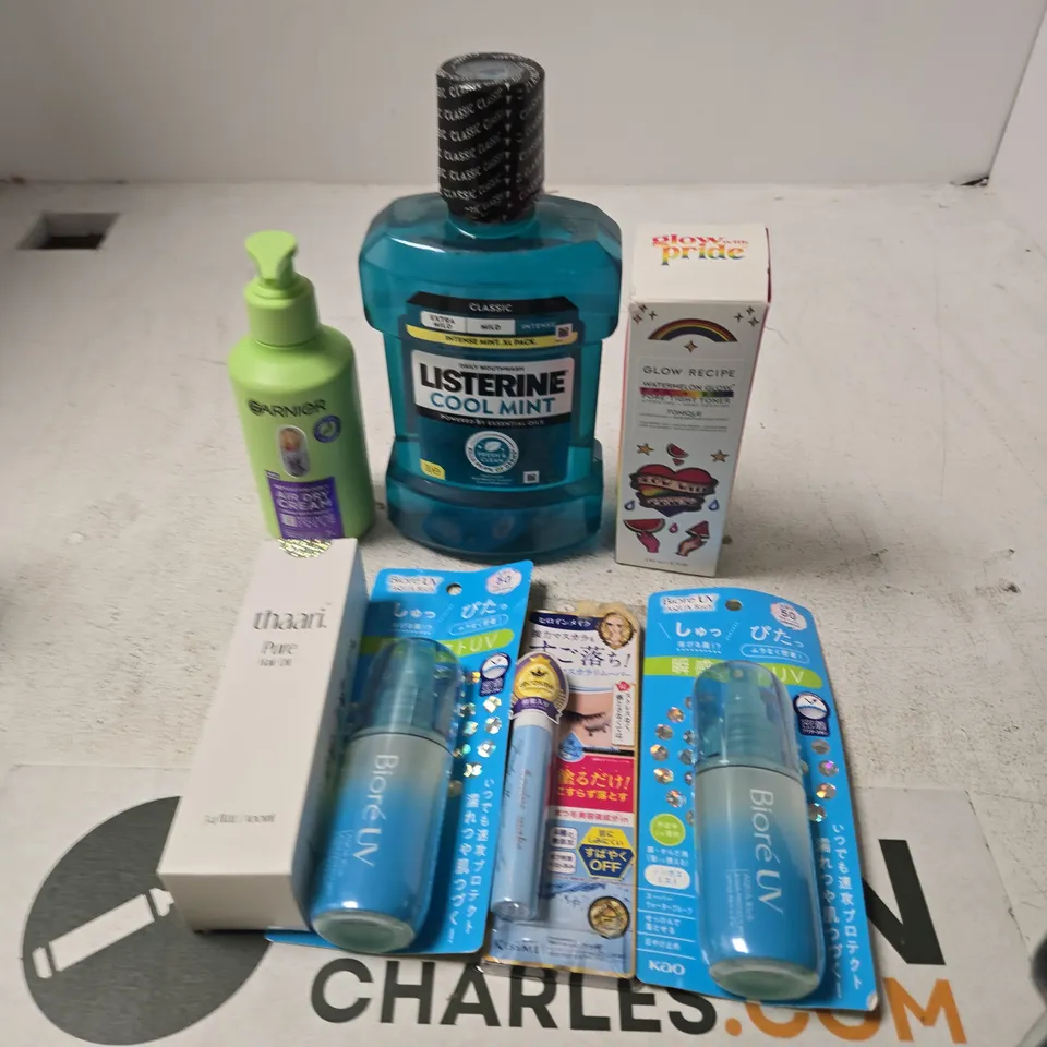 APPROXIMATELY 15 ASSORTED HEALTH & BEAUTY PRODUCTS TO INCLUDE MOUTHWASH, HAIR OIL, AIR DRY CREAM ETC 