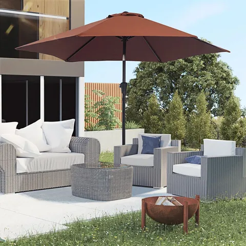 BOXED HALLI 260CM MARKET PARASOL - COFFEE (1 BOX)
