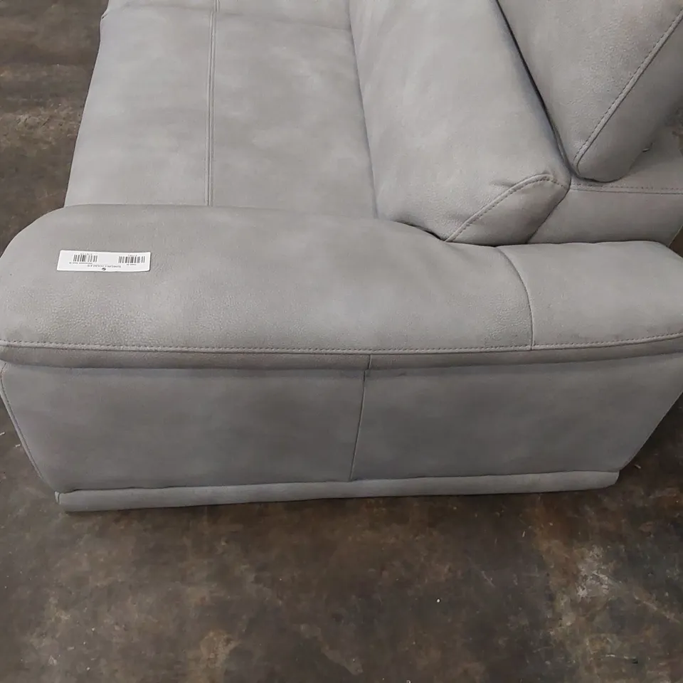 DESIGNER SUEDE CORNER SOFA WITH ADJUSTABLE HEADRESTS AND FOOTREST - GREY (4 ITEMS)