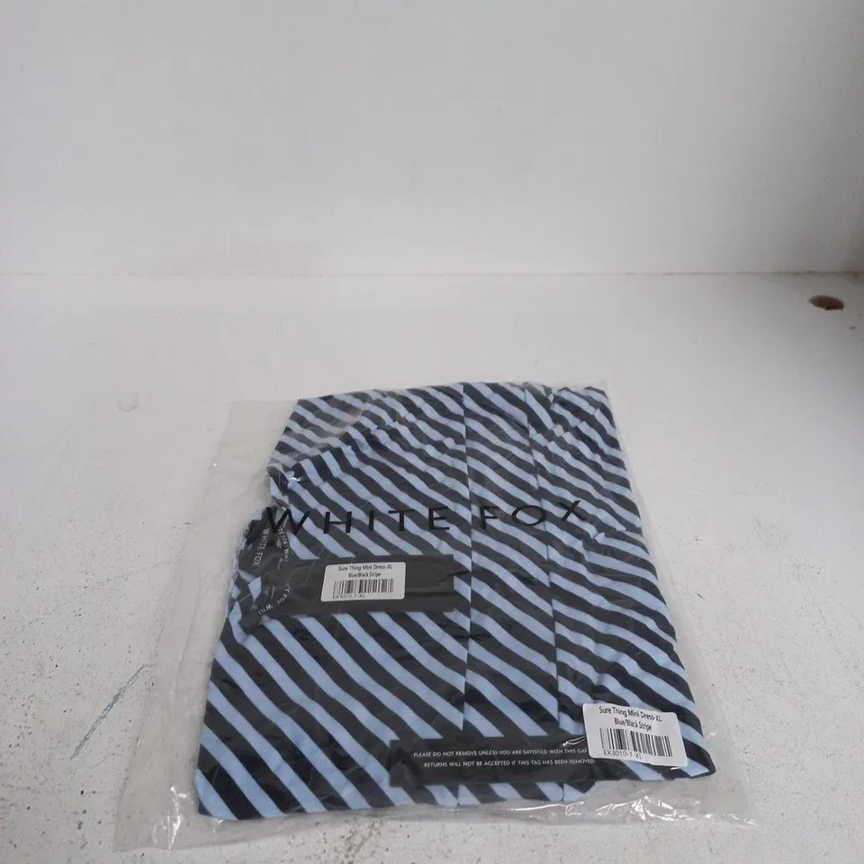 WHITE FOX SURE THING MINI DRESS XL BLUE/BLACK STRIPE