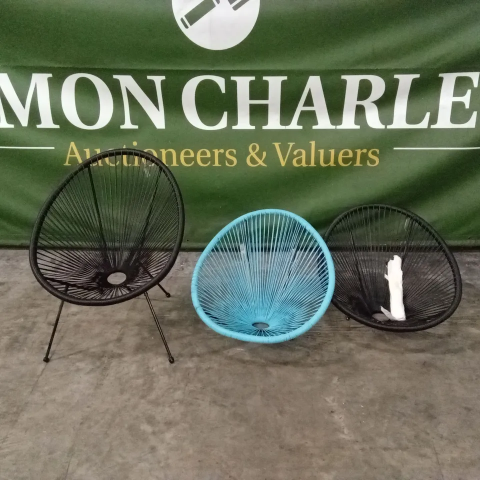 3 x DESIGNER OUTDOOR PATIO EGG CHAIRS