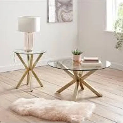 CHOPSTICK BRASS LAMP TABLE - COLLECTION ONLY - GLASS