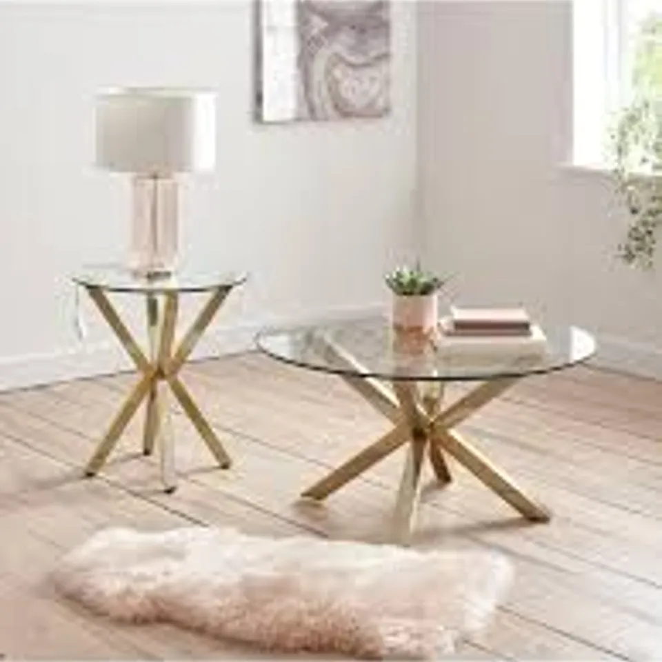 CHOPSTICK BRASS LAMP TABLE - COLLECTION ONLY - GLASS RRP £89.99