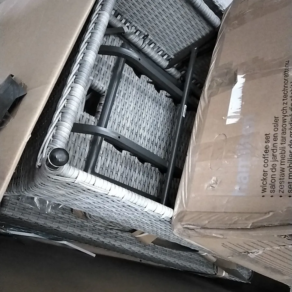 HAMILTON WICKER OUTDOOR COFFEE SET IN GREY - 2 BOXES