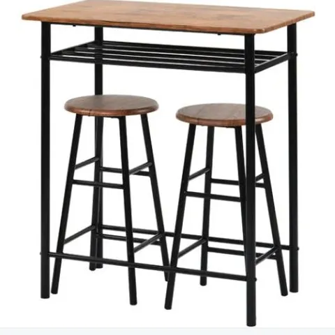 BOXED THREE PIECE BAR TABLE SET BROWN
