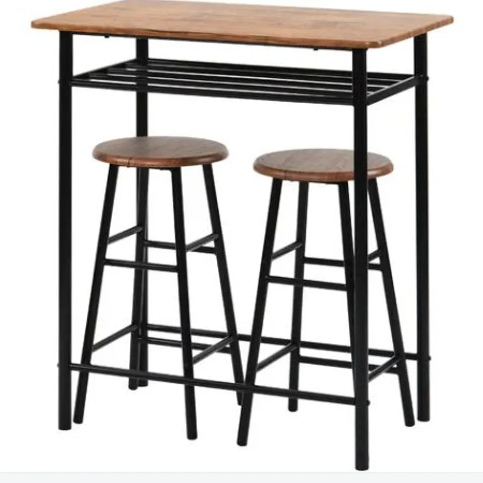 BOXED THREE PIECE BAR TABLE SET BROWN 