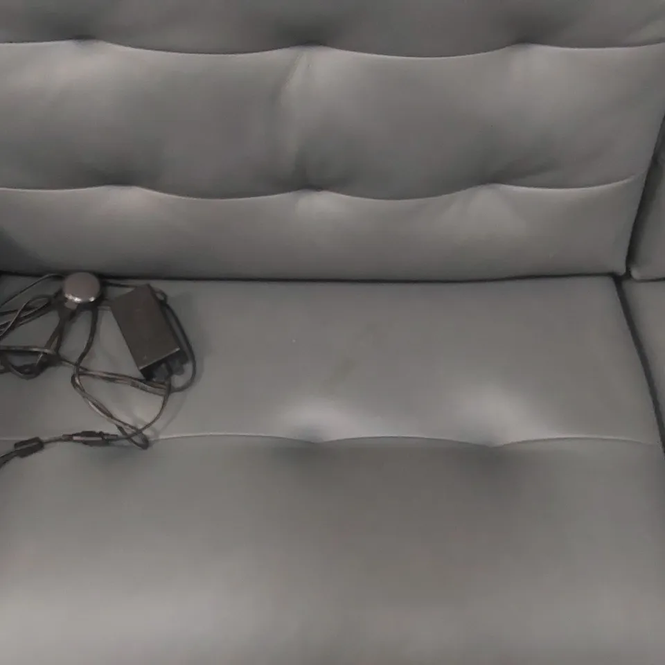 QUALITY DESIGNER ITALIAN MADE LEATHER BOLANZO ELECTRIC RECLINER SOFA - BLUE