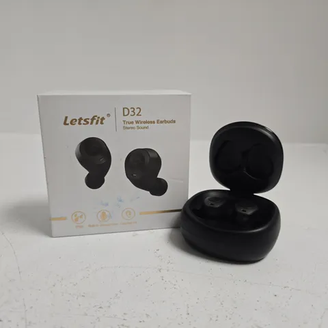 BOXED LETSFIT D32 TRUE WIRELESS EARBUDS IN BLACK