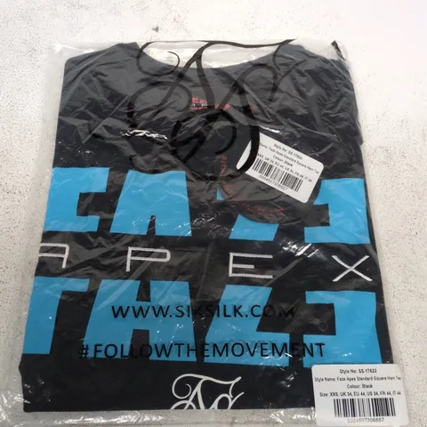 SIKSILK FAZE APEX STANDARD SQUARE HEM TEE – BLACK, XXS UK 34