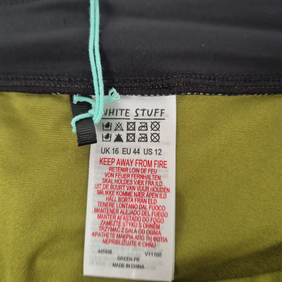 WHITE STUFF VALLEY BIKINI BOTTOMS – GREEN PRINT, UK 16 (EU 44) US 12