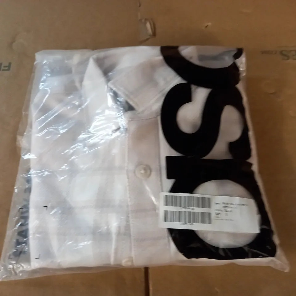 bagged river island twill check shirt in ecru  - s