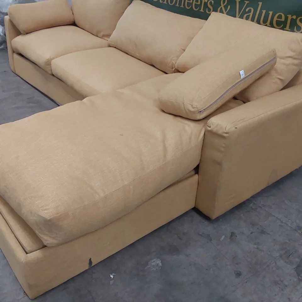 QUALITY DESIGNER ASHWELL CORNER CHAISE STORAGE SOFA BED WITH STORAGE OTTOMAN/FOOTSTOOL - MARIGOLD FABRIC