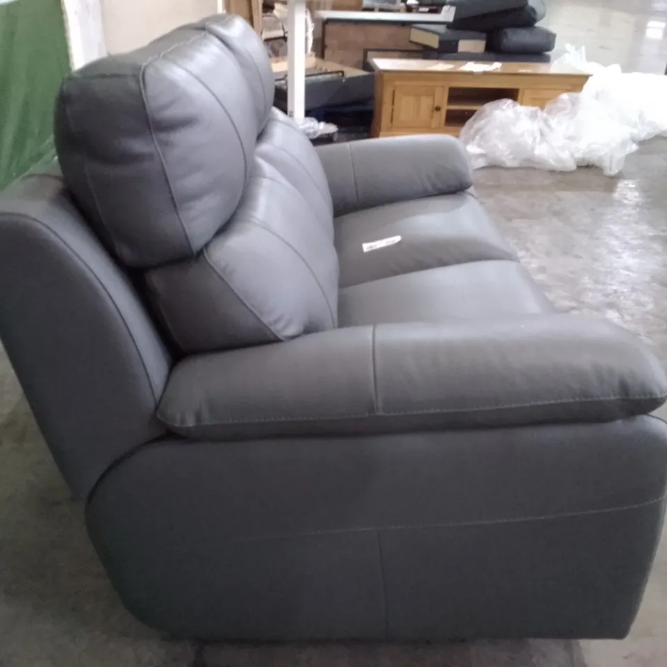 QUALITY ITALIAN DESIGNER PATRIZIO 2 SEATER SOFA -  GREY ANTHRACITE LEATHER
