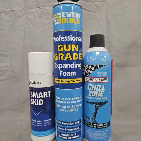 APPROXIMATELY 8 ASSORTED ITEMS TO INCLUDE EXPANDING FOAM, CHILL ZONE, SMART SKID, ETC - COLLECTION ONLY