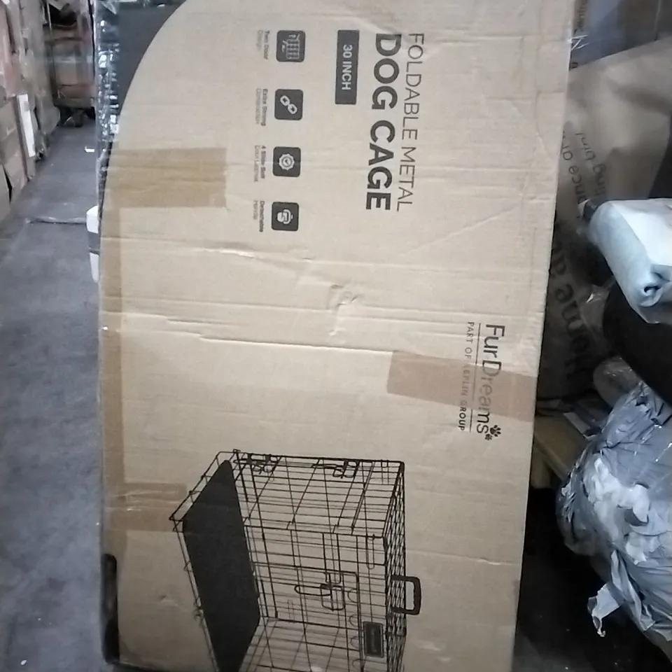 BOXED 30 INCH FOLDABLE METAL DOG CAGE