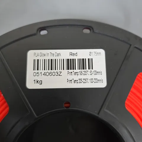 PLA GLOW-IN-THE-DARK FILAMENT – RED, 1.75MM, 1KG