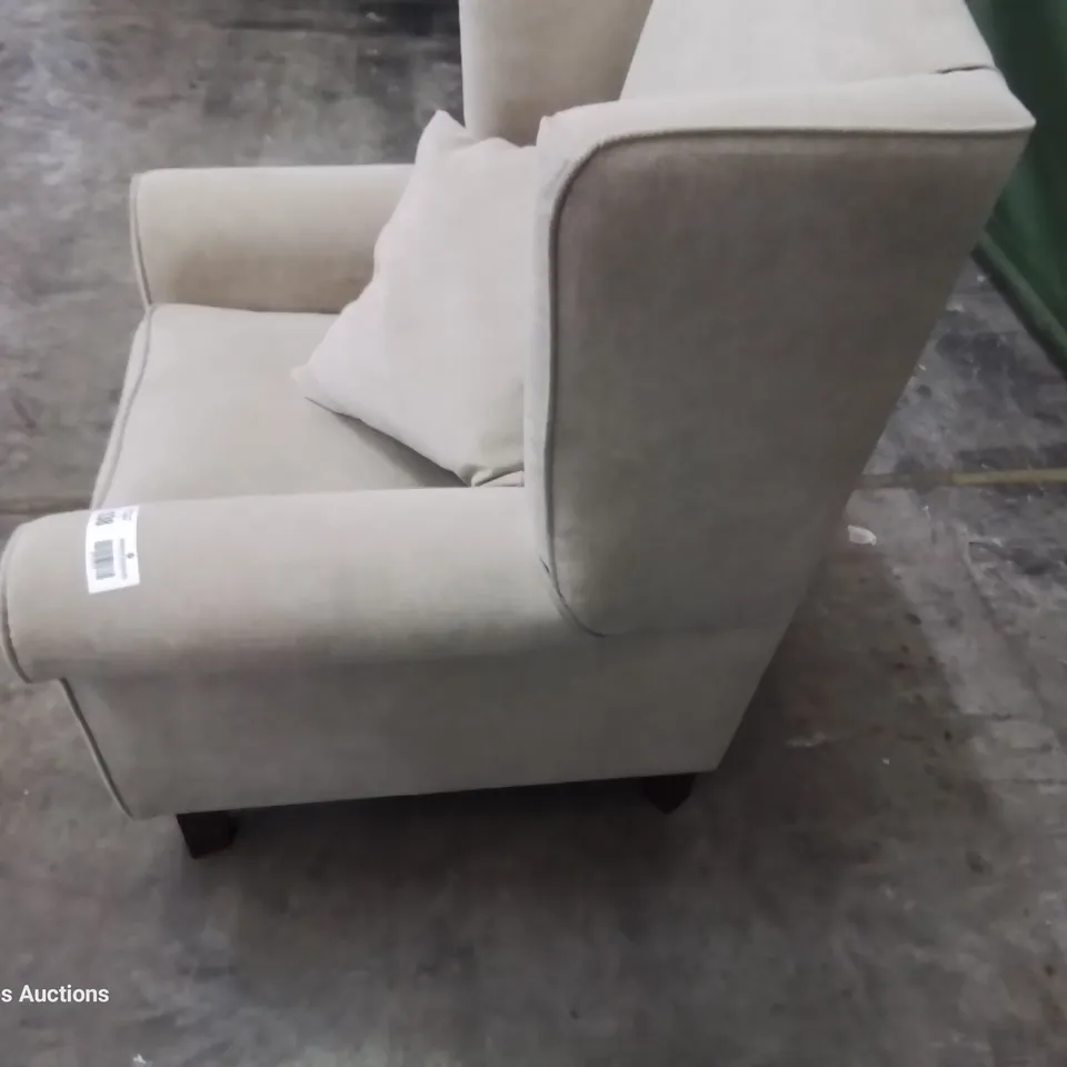 DESIGNER WINGED EASY CHAIR NATURAL FABRIC 