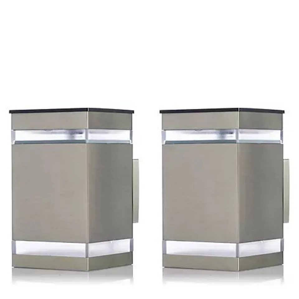 GARDEN STORIES SET OF 2 STAINLESS STEEL SOLAR WALL LAMPS