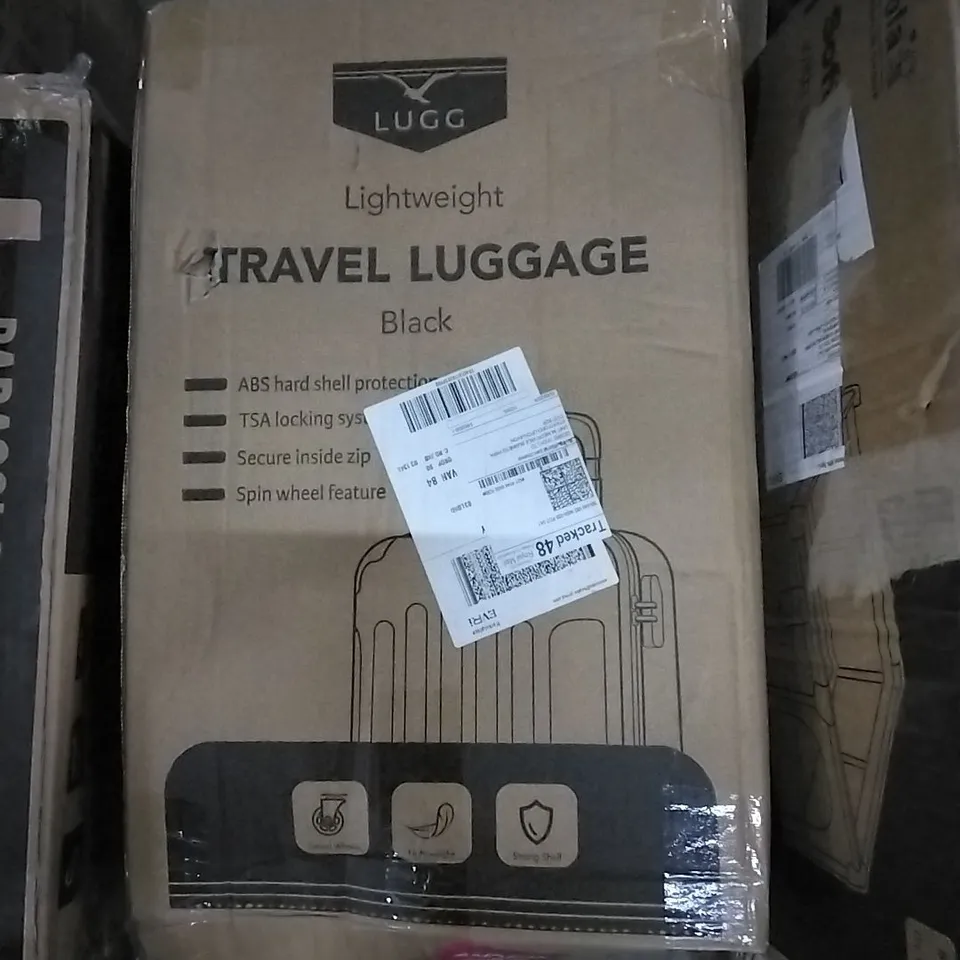 BOXED LUGG LIGHTWEIGHT TRAVEL LUGGAGE CASE - BLACK