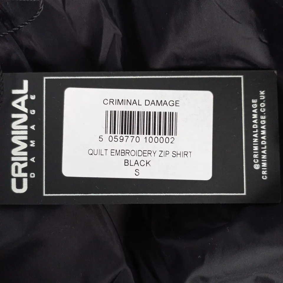CRIMINAL DAMAGE QUILT EMBROIDERY ZIP JACKET - BLACK - UK S