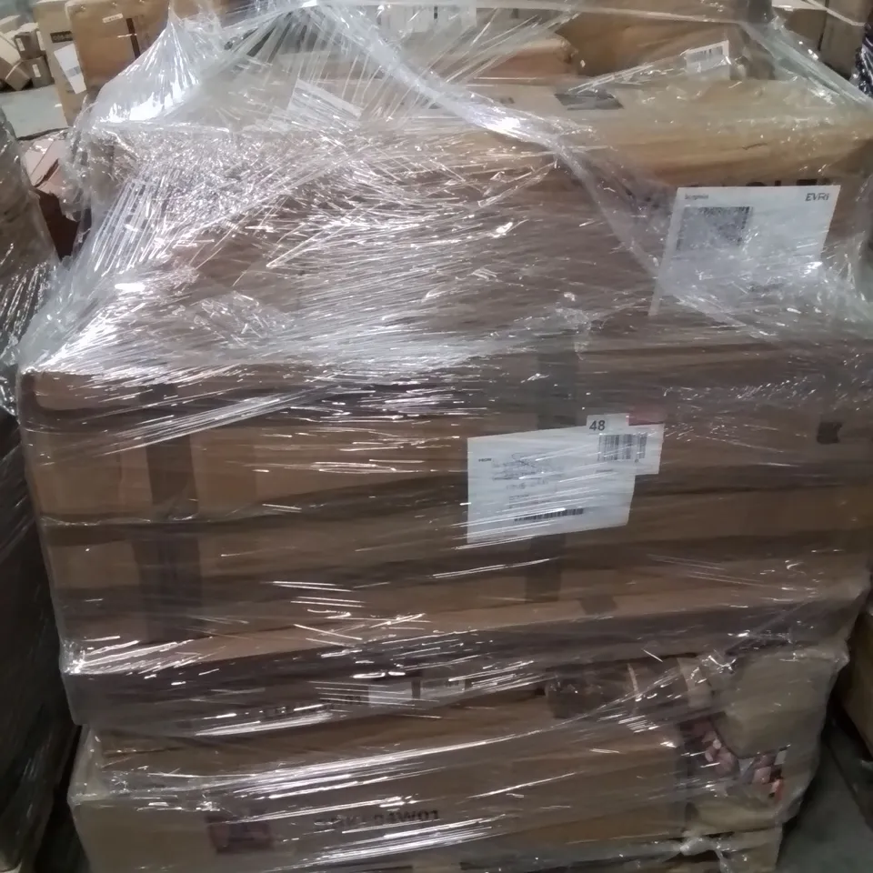PALLET CONTAINING VARIOUS ASSORTED BOXED ITEMS TO INCLUDE: BATHTUB TRAY, PEDAL BIN, CORNER SHELVING, BOXED FURNITURE ETC.