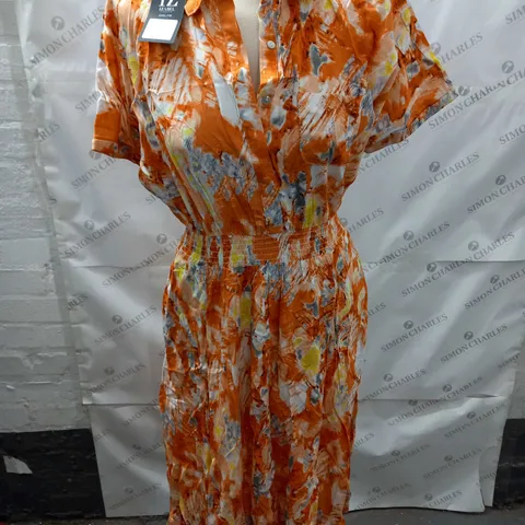 IZABEL BUTTON FRONT PRINTED MAXI DRESS - UK 10
