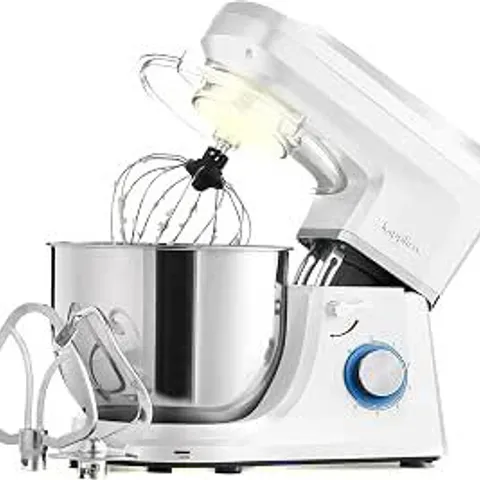 BOXED 1800W STAND MIXER WITH 7L STAINLESS STEEL LARGE BOWL – 3 ATTACHMENTS WHISK, BEATER & DOUGH HOOK – SPLASH GUARD – 6-SPEED SETTINGS – NON-SLIP FEET (1 BOX)