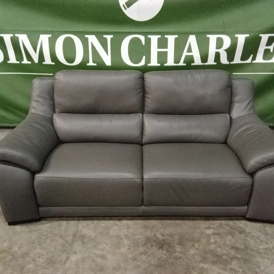 QUALITY DESIGNER ITALIAN MADE DEGANO 3 SEATER LEATHER SOFA - ANTHRACITE 