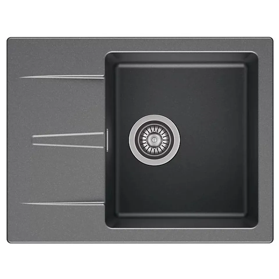 BOXED REGINOX AVIGNON 10 GS GREY SILVERY 1 BOWL INSET REVERSIBLE GRANITE KITCHEN SINK WITH WASTE (1 BOX) RRP £212