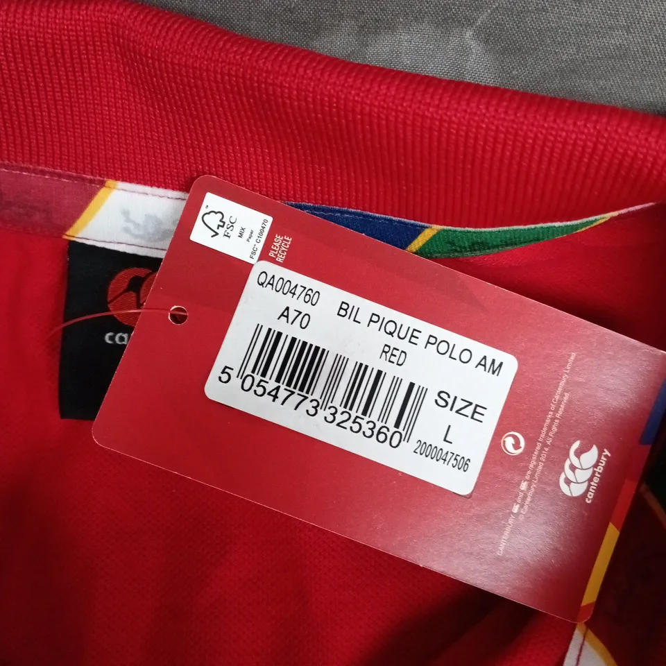 CANTERBURY BRITISH & IRISH LIONS POLO SHIRT – RED, SIZE L
