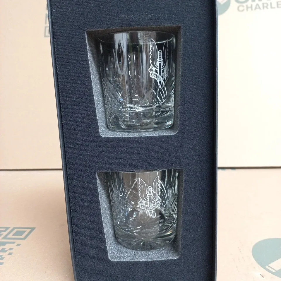 SET OF 2 "WHO DARES WINS" DRINKING GLASSES IN BOX
