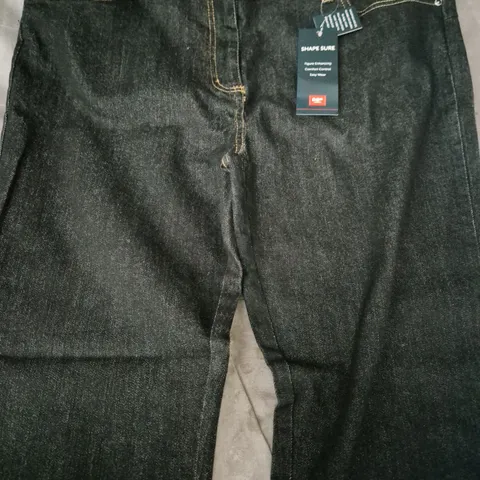 COTTON TRADERS MAGIC JEANS 27" IN BLACK SIZE UK 16