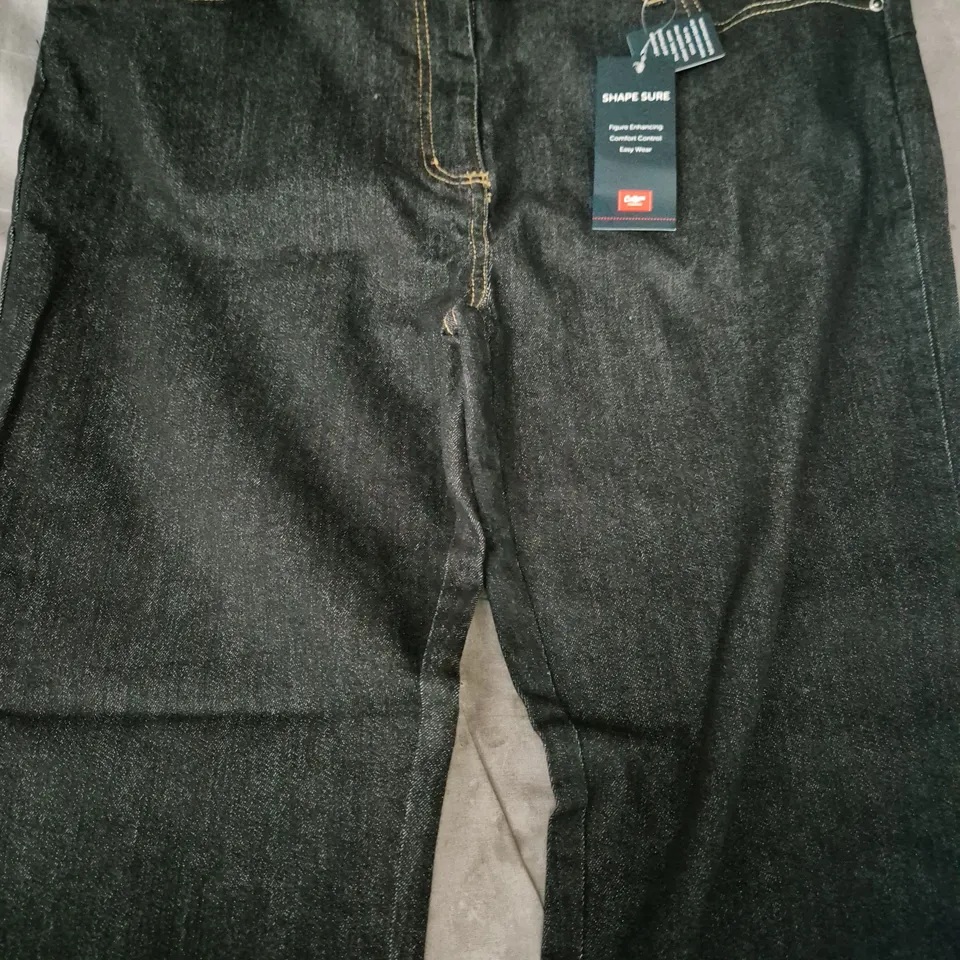 COTTON TRADERS MAGIC JEANS 27" IN BLACK SIZE UK 16