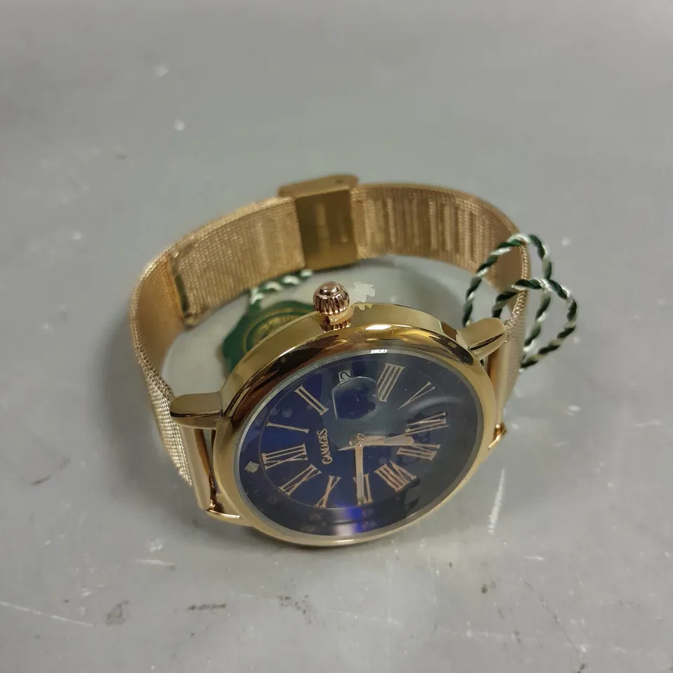 GAMAGES LONDON LADIES SOPHISTICATED ROSE BLUE DIAL WATCH 