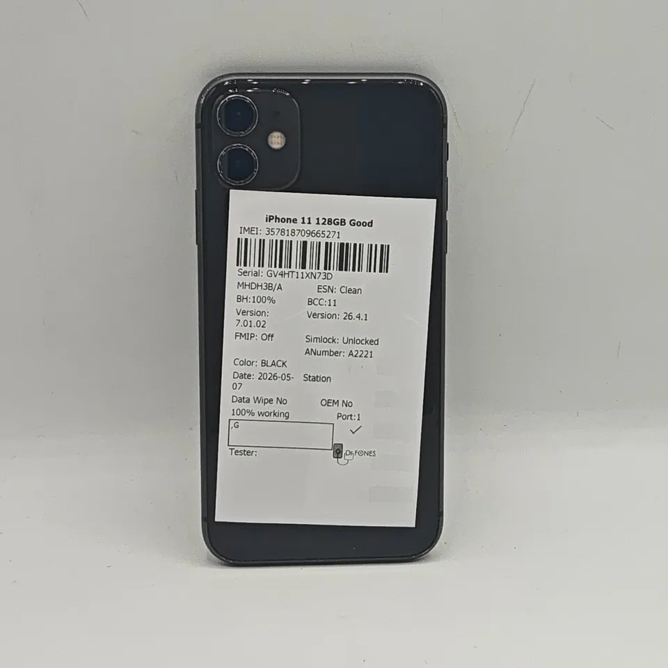 UNBOXED APPLE IPHONE 11 128GB IN BLACK - A2221